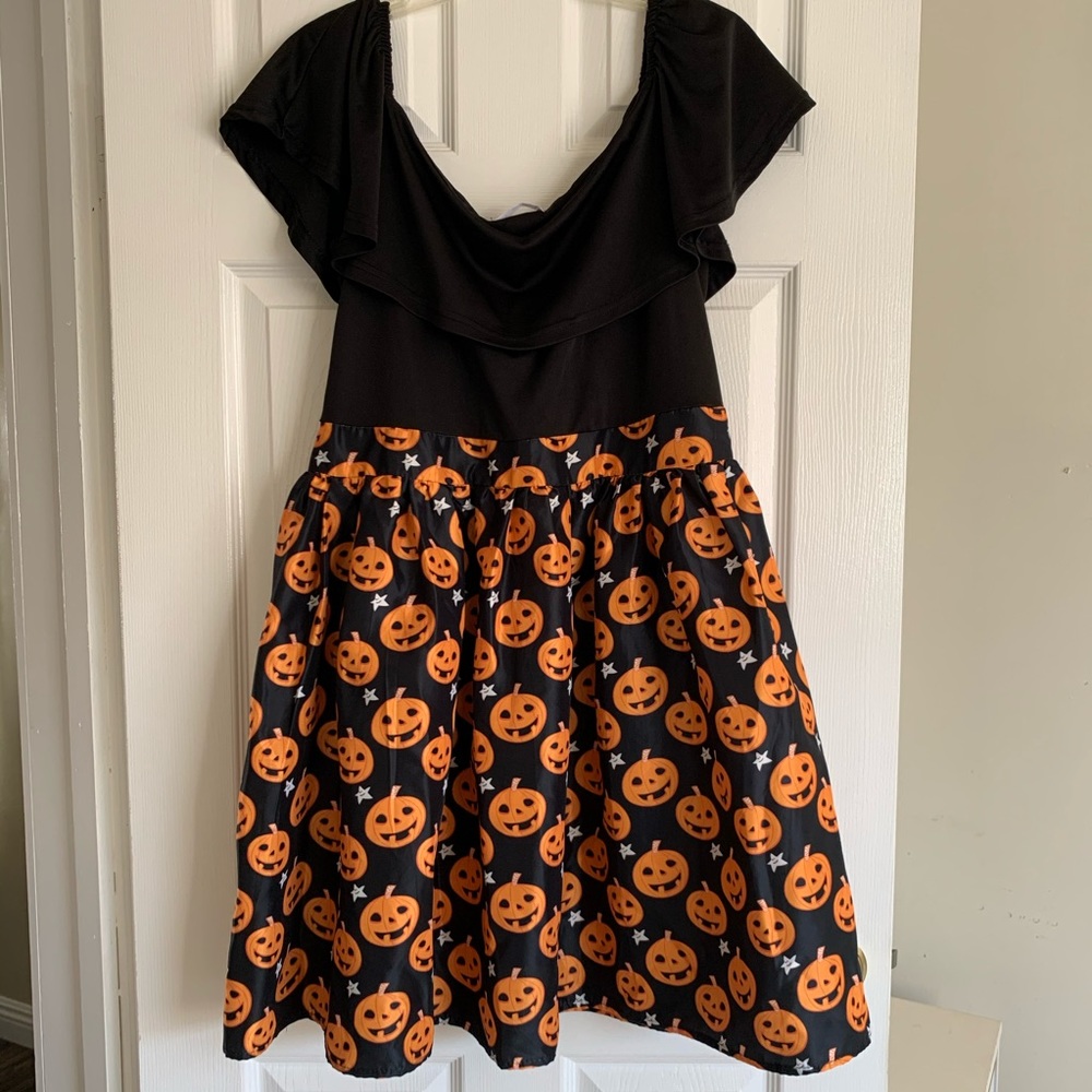 Halloween Pumpkin Off the Shoulder Dress